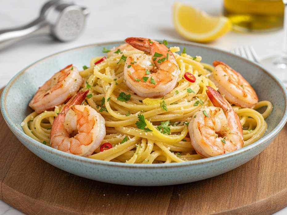 Pasta con Camarones al Limón