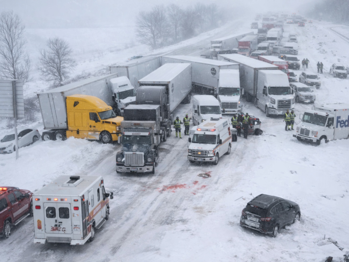 Fuerte nevada en Michigan provoca choque de más de 100 vehículos