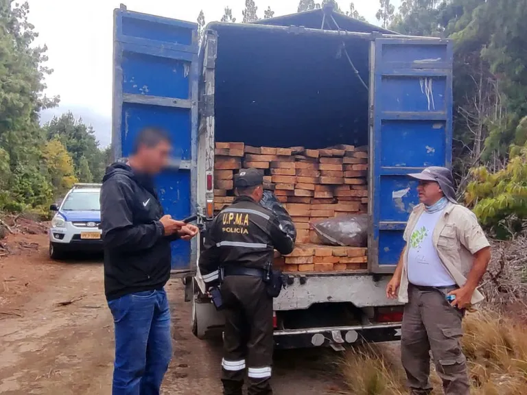 Policía retiene tres camiones con madera sin permisos en Loja