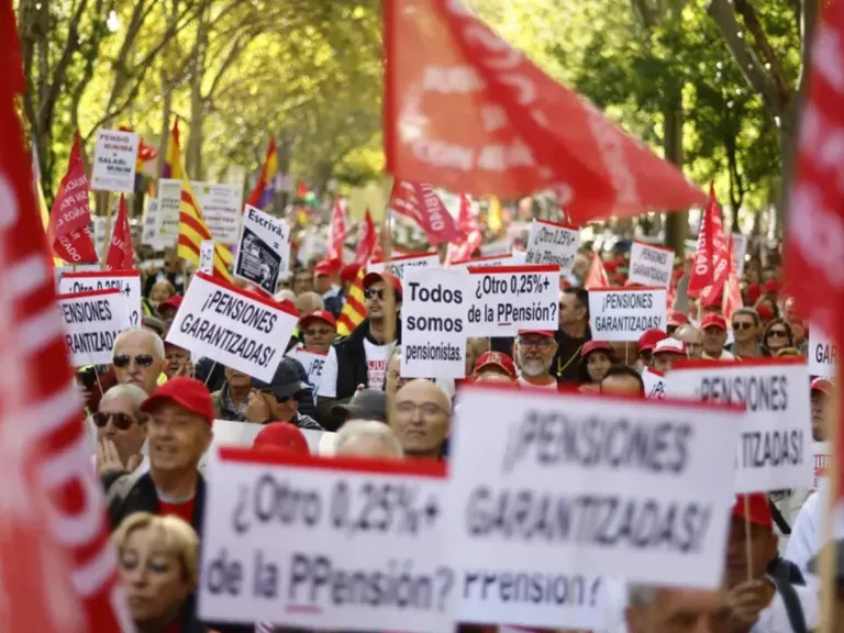 Protesta en Madrid contra la privatización de pensiones en 2026