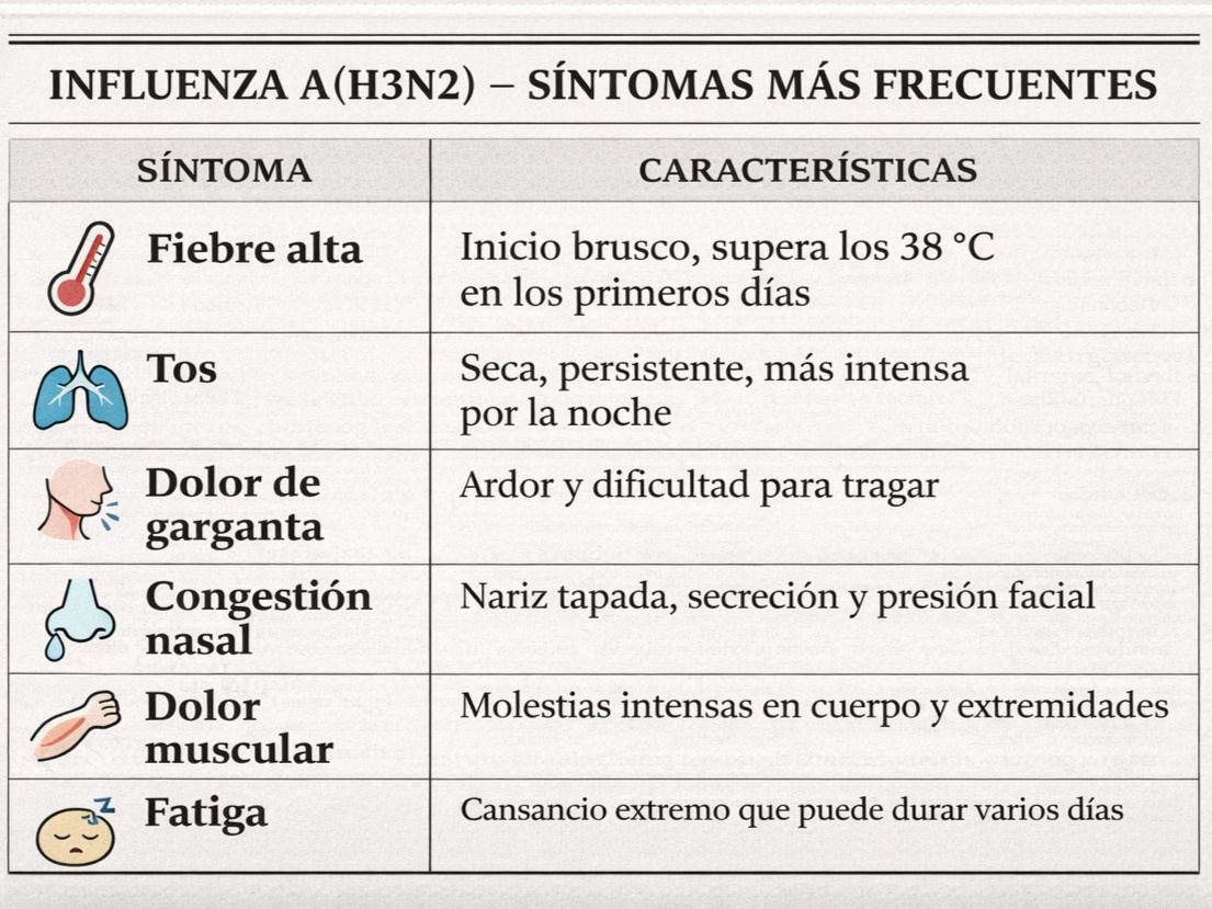 Influenza A(H3N2) variante K: síntomas y cuidados clave