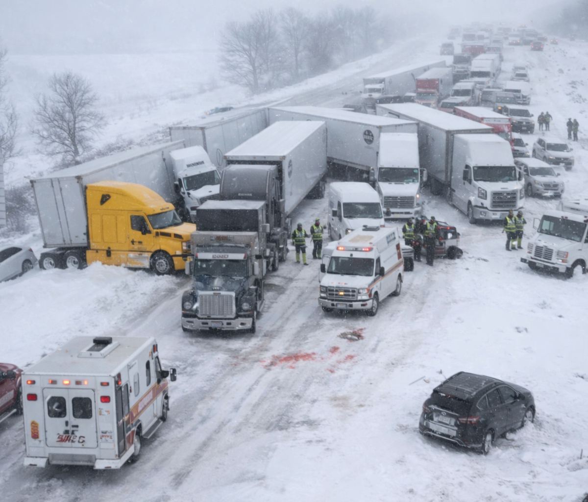 Fuerte nevada en Michigan provoca choque de más de 100 vehículos