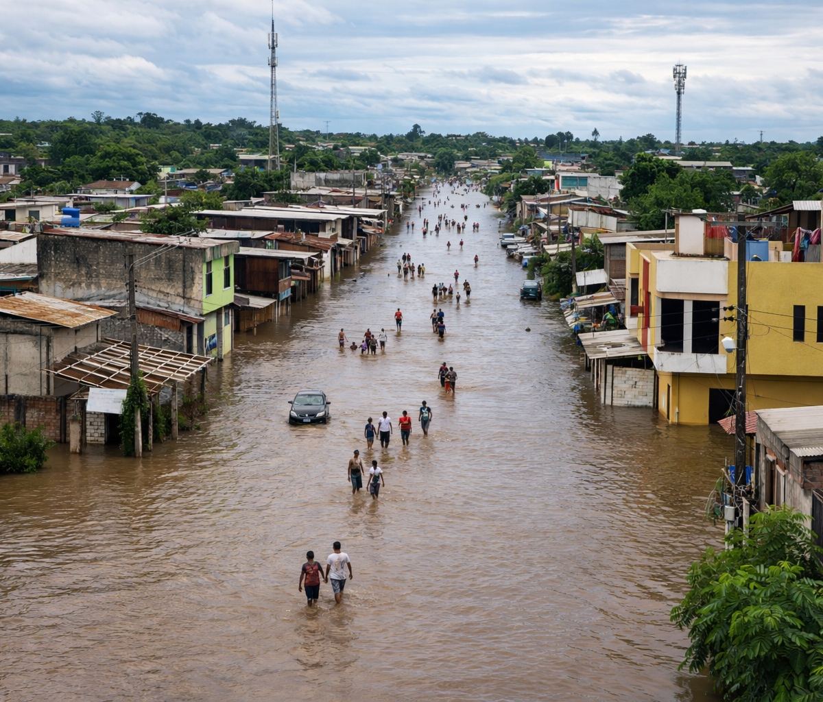 Fuertes inundaciones en Milagro: alerta roja y 20.000 afectados