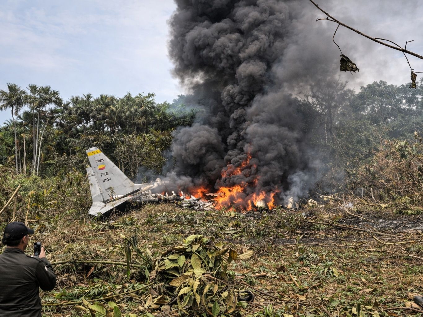 Avión de la Fuerza Aérea de Colombia se estrella en Putumayo con unas 100 personas a bordo 