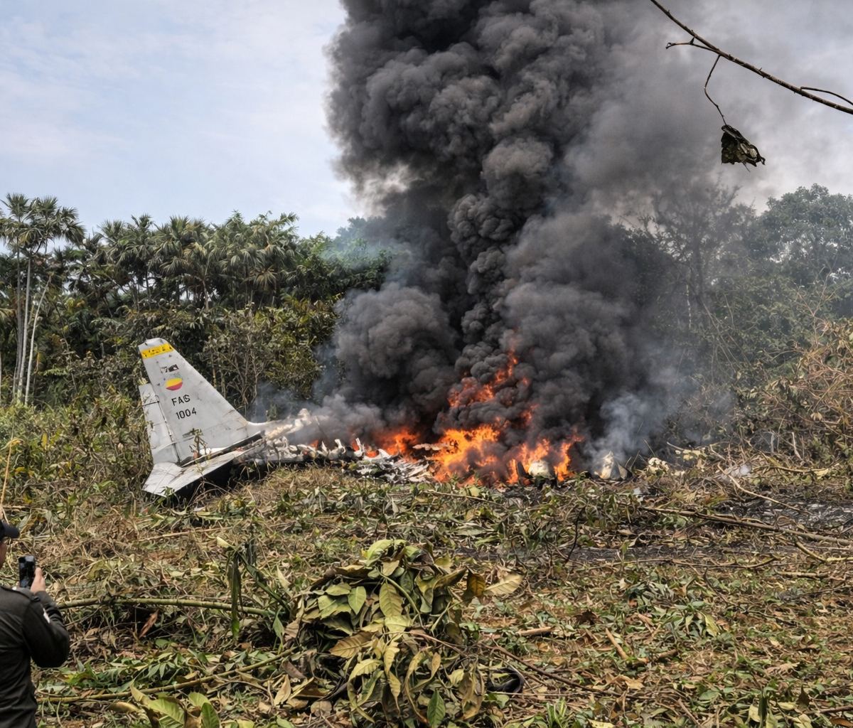 Avión de la Fuerza Aérea de Colombia se estrella en Putumayo con unas 100 personas a bordo 