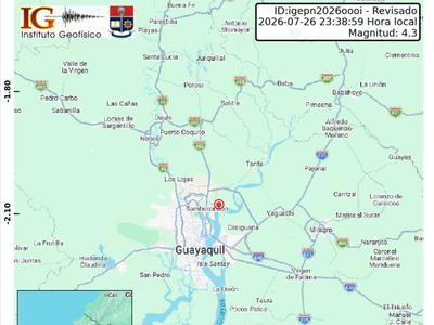 Temblor de magnitud 4,3 se sintió en Guayaquil, Durán y Samborondón