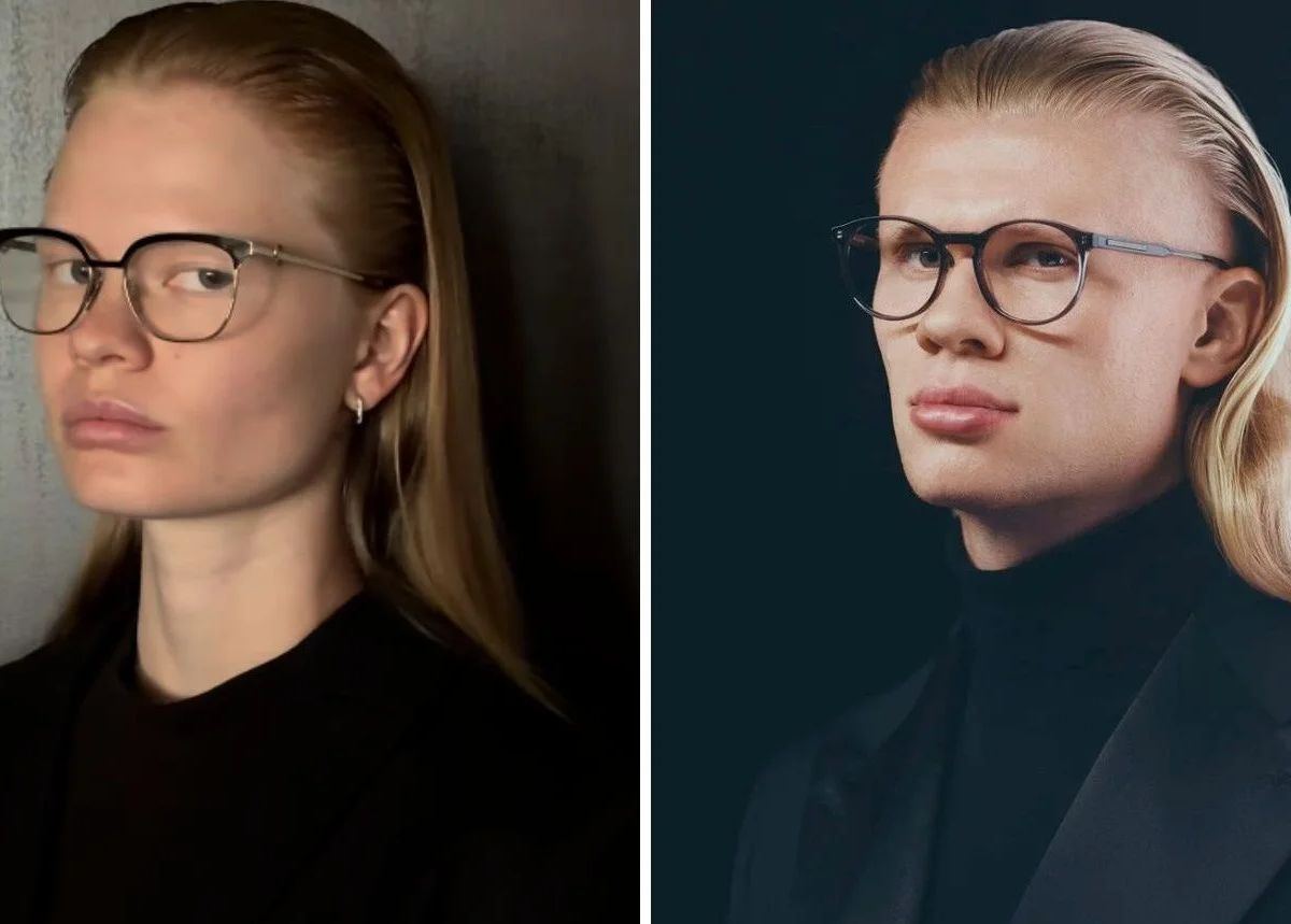 Haaland y la modelo rusa Anastasia Kostromitina: viral por su parecido