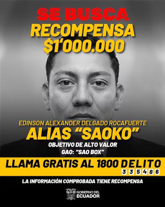 Recompensa de $1 millón por información para ubicar a ‘Saoko’